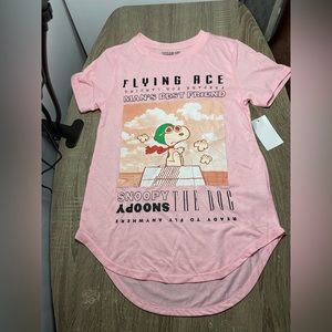 NWT Peanuts Snoopy “Flying Ace” Tee - Pink - XS